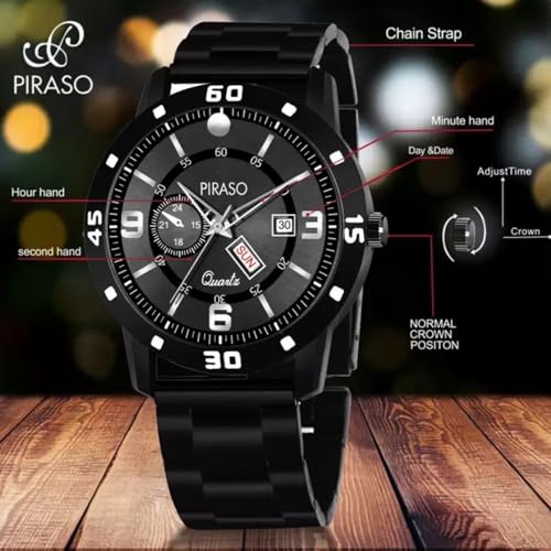 Image of PIRASO Analog Day and Date Working Display MESH Strap Watch for Men & Boys