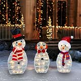 Dazzle Bright Christmas Lighted Snowman Family Outdoor Decoration, 55 L 3-Piece Waterproof Plug in 2D Snowman for Yard Patio Lawn Garden Party Decor 29.9X12.2Inch-Large (Warm White)