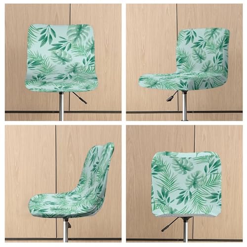 Image of Green Leaf Bar Stool Covers Seat Covers for Dining Room Chairs Set of 4,Stretch Chair Seat Slipcovers Protector Removable and Washable Kitchen Dining Chair Covers