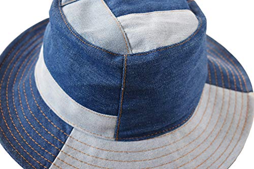 Aodrusa Womens Patch Bucket Sun Hat Denim Cotton Fisherman Caps Blue One Size #TOP2