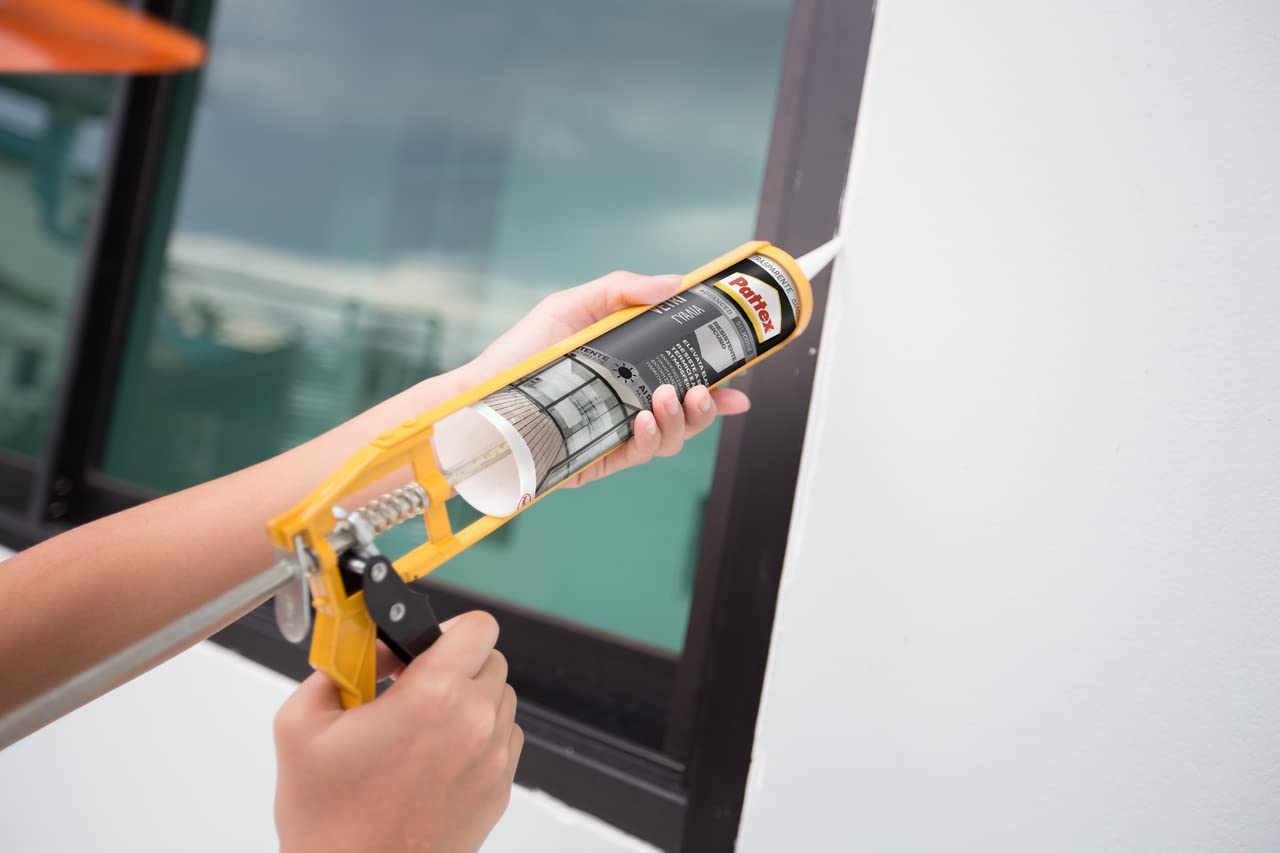 Pattex Sigillante Silicone Neutro per Vetri e Specchi, Incollare Specchi, Vetro e Muro, Metallo, Legno, Colore Trasparente, Cartuccia da 280 ml