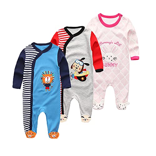 Image of Chamie Baby Sleepsuit Romper Long Sleeve for Baby Boys and Girls,Footed Jumpsuit,0-3m/3-6m/6-9m/9-12m