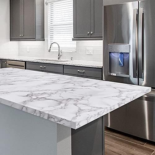 Image of Self Adhesive Waterproof Wallpaper for Kitchen Living Room Bed Room Furniture Makeover Cabinet Shelf Liner Tile Pattern Removable Contact Paper(Cloud Marble) (45x300 CM)