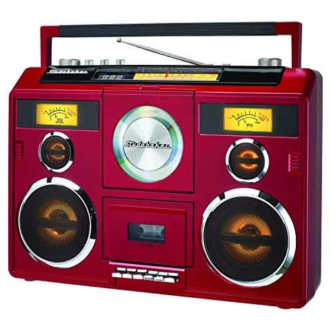 Studebaker Sound Station Portable Stereo Boombox with Bluetooth/CD/AM-FM Radio/Cassette Recorder (Red) Cover