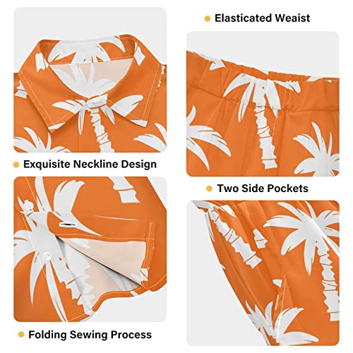 Image of CaTaKu Boys Hawaiian Button-Down Shirts and Short Sets, Boys Summer Outfits 2 Piece Clothes Set Size 3-10T