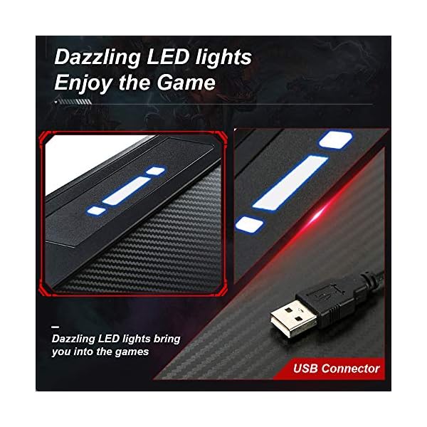 sogesfurniture Gaming Desk Ergonomic Computer Gaming Table PC Gaming Desks with LED Lights, Large Mouse Pad, Cup Holder and Headphone Hook,BHEU-ST-R3 - Image 5
