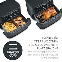 Severin Heißluftfritteuse Max Zone Flex, 9L oder 2x 4,5L, XXL Fritteuse, Kochen ohne Fett, 2 Garzonen, Temperatureinstellung synchronisierbar, 10 Programme, Dörrfunktion, 2600W, matt/schwarz, FR 9599 – Ansicht 4