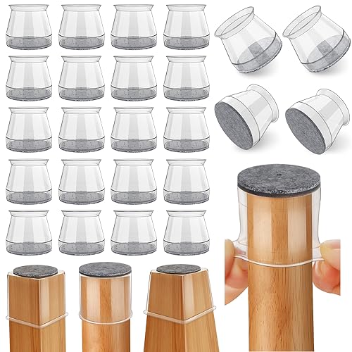 24 Pcs Chair Leg Floor Protectors Round Silicone Felt Furniture Leg Pads Caps Covers for Hardwood Floors Large (Fit:1.3-2)