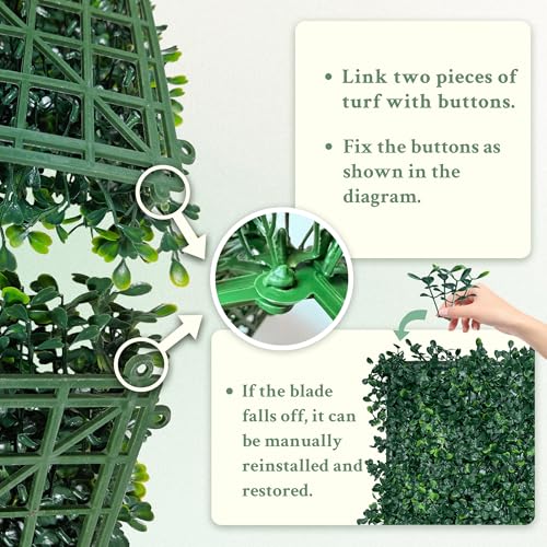 Image of ODTORY Artificial Grass Wall Privacy Fence Screen, 20X20 in 14P (38.9 sqft) | UV-Anti Boxwood Panel, Faux ivy Greenery Backdrop, Balcony /Garden /Backyard Fence Covering, Indoor Outdoor Green Plant Decor