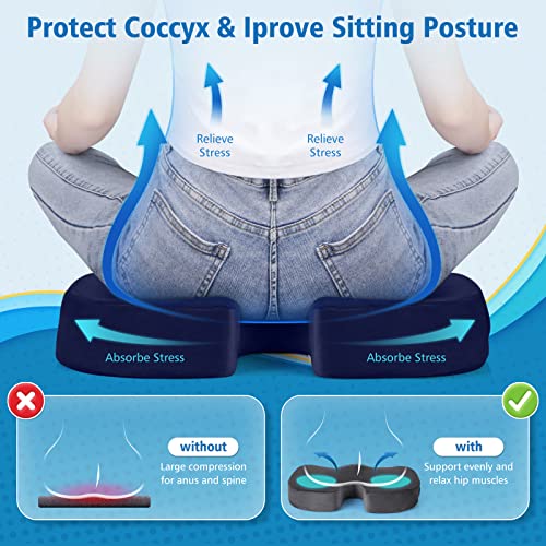 Image of CloudBliss Gel Seat Cushion - Cooling Gel Enhanced, Memory Foam, Ergonomic Seat Cushion for Long Sitting for Office, Game, Car, Airplane (Large, Blue)