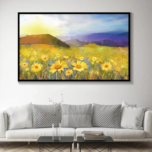 Tableau paysager tournesols pour illuminer un salon moderne ou une entrée accueillante