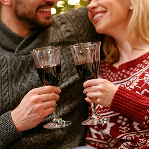 Willbond 670 Pieces Christmas Wine Glass Charms Assorted Enamel Charm Pendant Wine Glass Charm Rings Christmas Bells Gold Beads Red Green Beads For Xmas Wine Glass Markers Diy Making Jewelry #TOP1