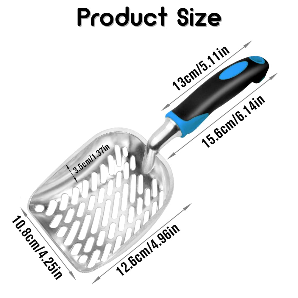 Cat Litter Scoop,Mesh Shovel,Stainless Steel Metal Scoop,Poop Sifting,Mesh Shovel,Suitable for Cat Litter Box(Black) - image 2