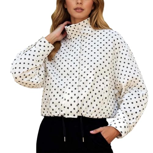 Veste d'extérieur pour femme imprimée chic à col montant et cordon
