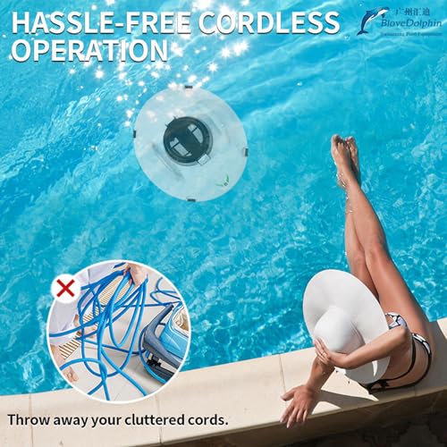 Aspirador de piscina sem fio para piscinas subterrâneas com sistema de navegação inteligente, tempo