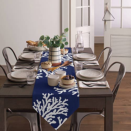 Scominoc Table Runner 36 Inches Long - Orange Coral Farmhouse Kitchen Tablerunner, Summer Beach Nautical Seaside Coastal Dresser Scarves Table Runners For Kitchen Island/Party, Small 13" X 36" #TOP2