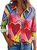 Walsilk Colorful Heart Printed Blouse for Women...