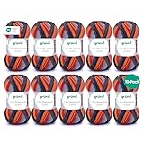 Gründl Laine Lisa Premium color – fil à tricoter avec dégradé de couleurs – douce et respectueuse de la peau – 100% acrylique – 10 pelotes 50 g / 133 m – taille d’aiguille 3,5–4,5   marine citrouille