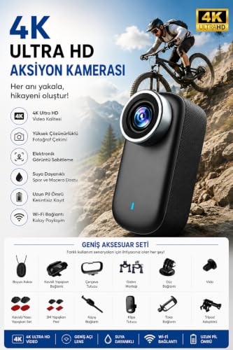 4K Ultra HD Mini Wıfı Aksiyon Kamerası Taşınabilir Vücut Kamerası 1.47'HD Ekranlı Giyilebilir Video Kaydedici