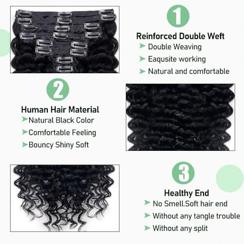 Extensiones de cabello Remy brasileño auténtico con clips para ondas profundas 4