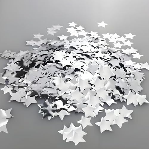 Silver Star Confetti Shiny Star Table Confetti Metallic Foil Stars Sequin for Fill Balloon Wedding Graduation Party Decorations,Each package weighs 60 grams（2.11 ounces ）approximately 8,000 pieces.
