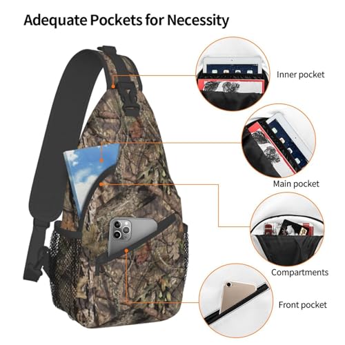 Hunting Camouflage Camo Forest Sling Backpack Crossbody Sling Bag Casual Chest Bags Travel Hiking Daypack Shoulder Bag for Women Men - Image 4