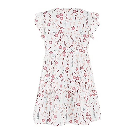 Mafulus Girls Floral Print Ruffle Sleeve Dress Kids V Neck Button Down Tiered Swing A-Line Summer Beach Sundress 5-14T #TOP2