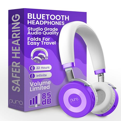 Puro Sound Labs JuniorJam Plus Volume-Beperkende Draadloze Bluetooth Hoofdtelefoon voor Kinderen, Veilige Audio met Verstelbaar On-Ear Design, 22 Uur Batterij, Ideaal voor Tablets, Smartphones & PC's