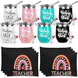 Hoolerry 24 Pcs Teachers Appreciation Gifts Bulk, 12 oz Thank You Tumblers for Graduation Gifts, Teacher Coffee Mug and cosmetic bag keychain for Women Supplies Gift