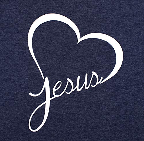 Jesus Letter Printed T Shirt Women Love Jesus Christian Graphic T-Shirt Tees Top (XX-Large, Navy1)
