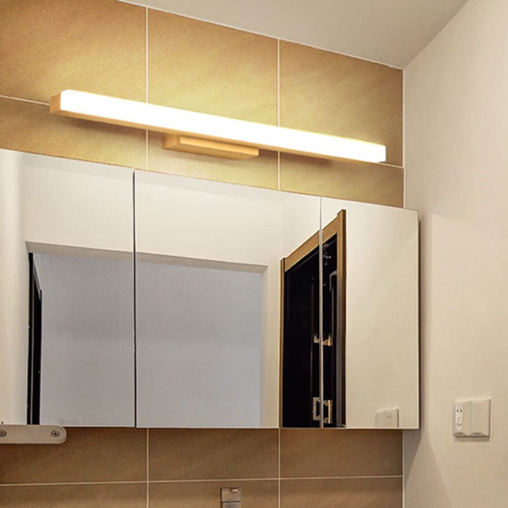 LED Spiegellampe Holz Wandleuchte 60cm Spiegelleuchte Innen Schminklampe Für Spiegel Wandmontage Badezimmer IP44 Wasserdicht Badlampe 4000K