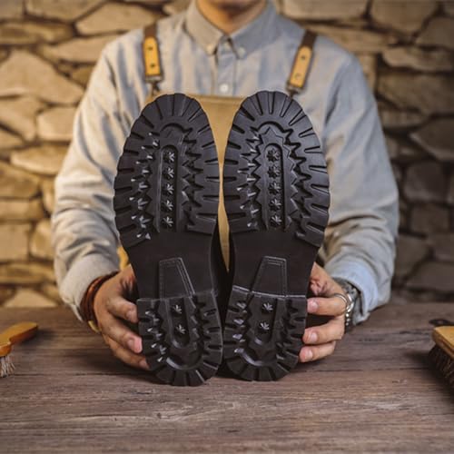 Men's Oxford Dress Boots Fashion Round Toe Platform Lace Up Low Heel Lug Sole Casual Mid Top Motorcycle Boots Business Work Boots for Men4