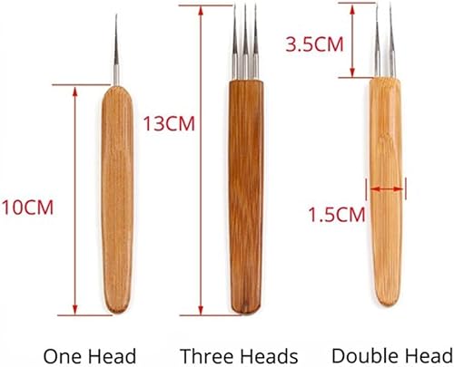 Miniatura 7 de Aguja de ganchillo, ganchos de tejido de mantenimiento de trenzas, mango de bambú, herramientas de costura para hacer extensiones de cabello