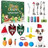 Dog Advent Calendar, 2025 24 Days Pet Toy Christmas Countdown Calendar with Chew Ropes Toys Squeaky Balls Teething Toys for Xmas Small Puppy Terrier