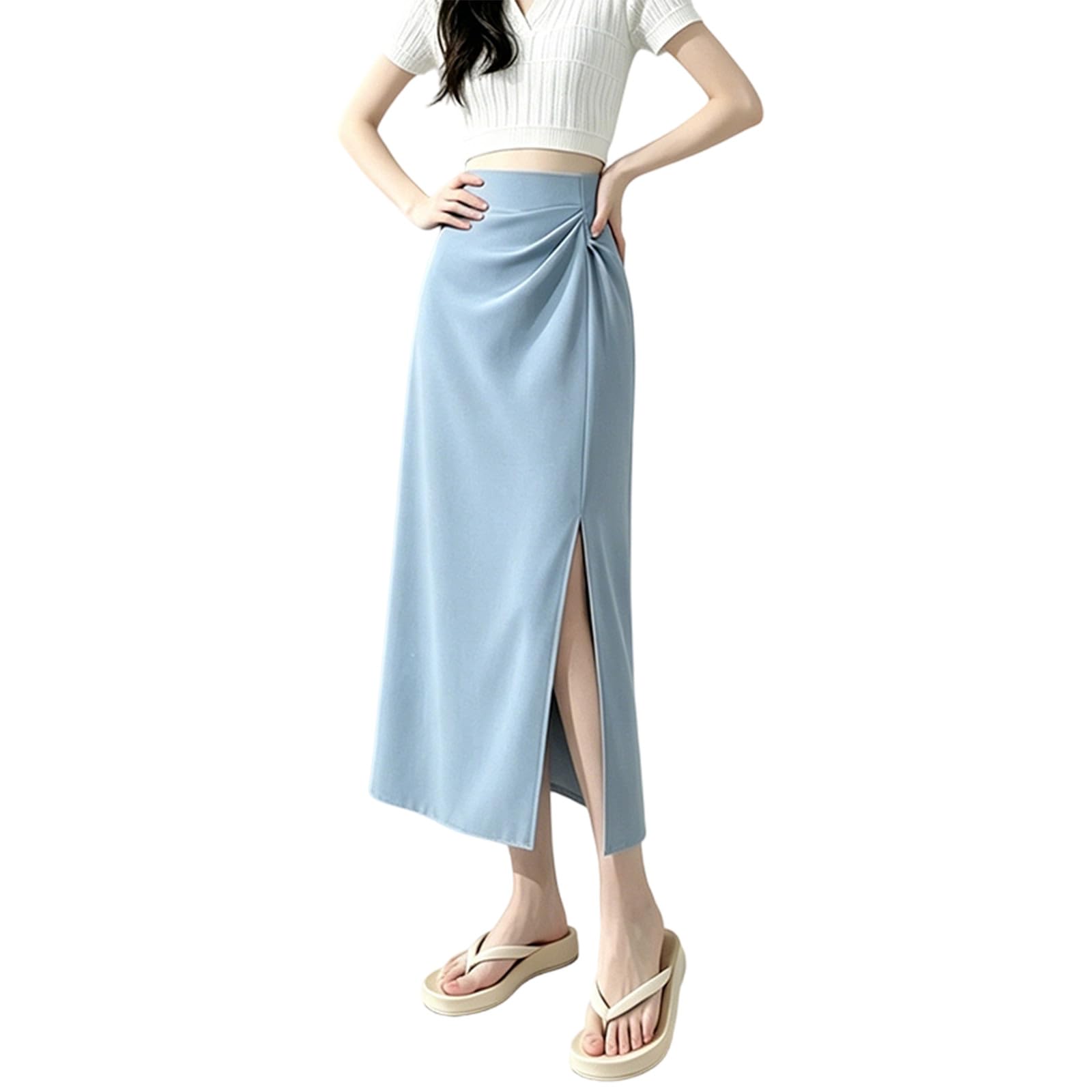 Jupe midi plissée élégante au design féminin trapèze avec un tombé discret pour la vie quotidienne, la plage ou l'école - Polyvalente avec des lunettes de soleil, un chapeau, un sac, une ceinture, des