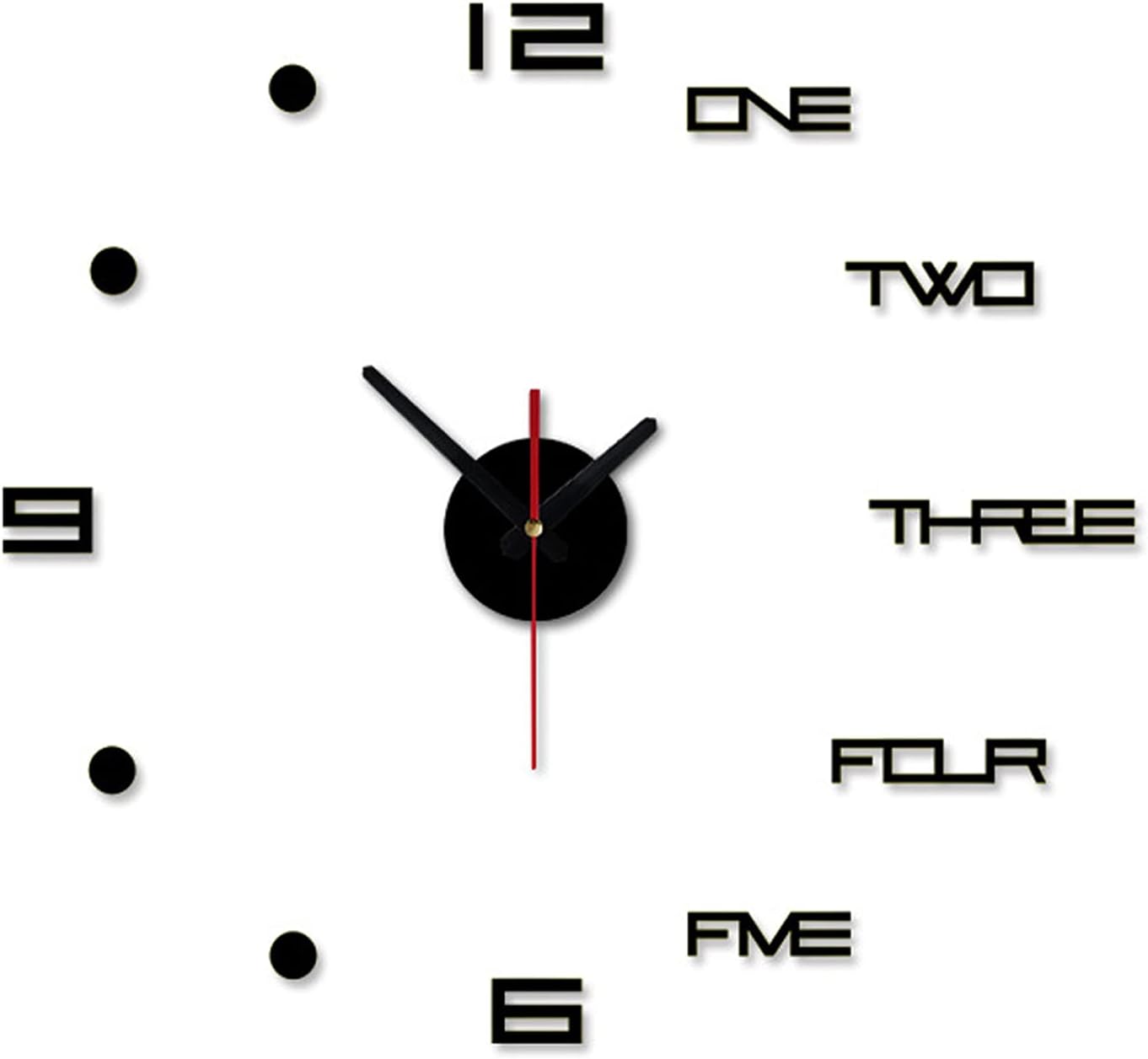 3D Wall Clocks, Black, Acrylic Digital Wall Clock, Black, DIY Frameless, Mute Decorative Wall Clock for Bedroom, Living Room, Office (Black)