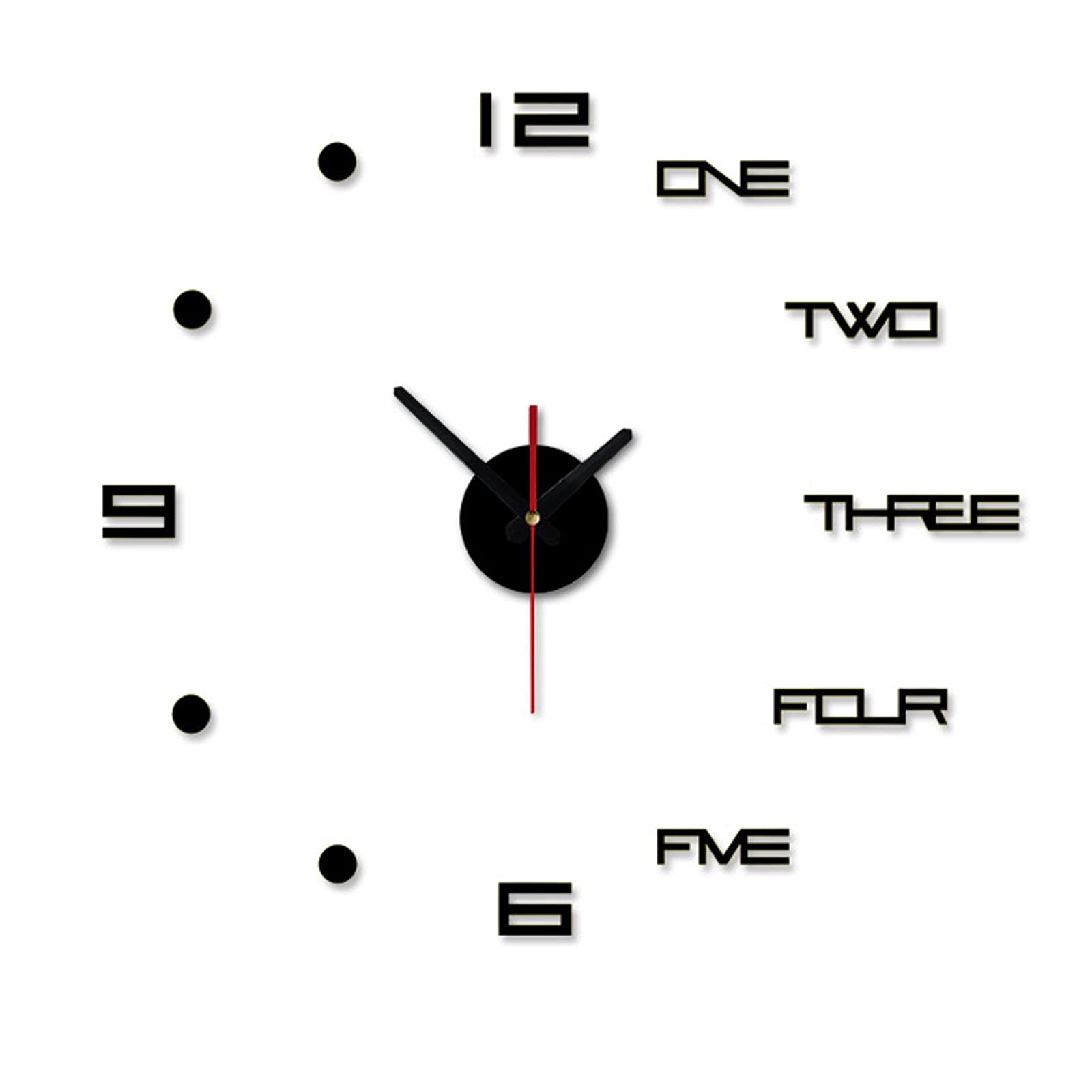 3D Wall Clocks, Black, Acrylic Digital Wall Clock, Black, DIY Frameless, Mute Decorative Wall Clock for Bedroom, Living Room, Office (Black)