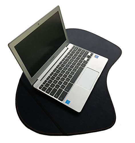 Black Faux Leather Lap Desk with Hand Stitching for Laptop Computers,Tablets, Mobiles, Notebook, iPad, Writing by Riun Ex
