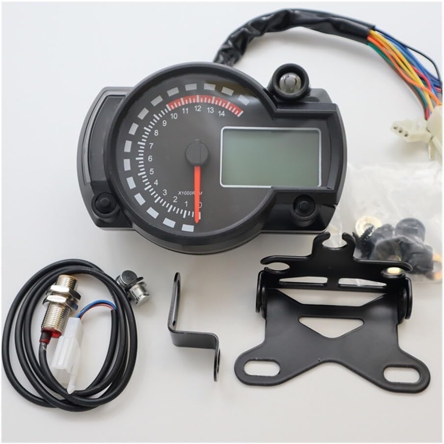 Speedometer Gauge Universal Digital Motorcycle RX2N Odometer Speedometer Tachometer Meter Instrument Adjustable MAX 299KM/H Dashboard