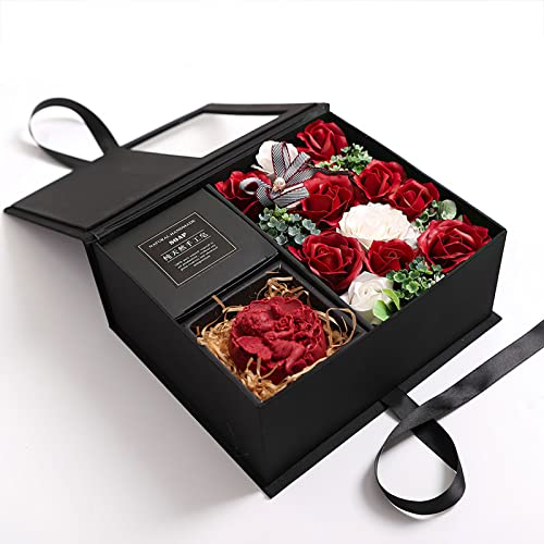 Fouriding Caja de regalo de flores de rosa, jabón de baño con flores perfumadas de flora, para mamá e hija, flores artificiales, cumpleaños, día de la madre, aniversario, Navidad, día de San Valentín,