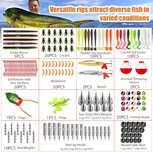 Caja Grande de Pesca de 3 Niveles con Equipo de Pesca Incluido, Kit de Señuelos de 423 Piezas para Bass, Trucha y Agua Dulce y Salada miniatura 3