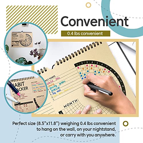 Habit Tracker Journal 2021 Goal Planner - Track Progress and Reach Goals with Spiral Binding, Weekly Monthly Kraft Large Calendar & Notepad - 12+1 Month Undated, 8.5 x 11.8 inch - Thumbnail 5