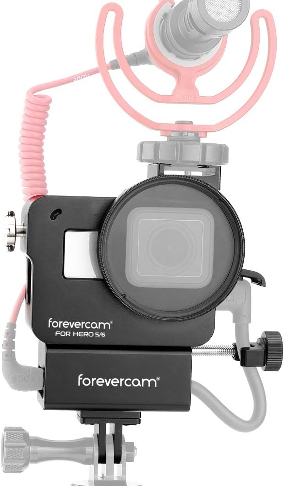 Compatible Gopro mic Adapter-Aluminium Housing Case Protective Frame V2 Multifunctional Vlogging Case Compatible Gopro Hero 7Black 6 5 Action Camera