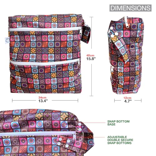 FLOCK THREE 3D Waterproof and Washable Wet Bag Luggage Organiser for Travel storage Stroller Daycare Baby Diapers Yoga Beach Pool Swimsuits Luggage Packing for Travel Accessories (Flower01) - Thumbnail 2