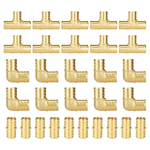 Image of SUNGATOR 30-Pack 3 /4 Inch PEX Fittings Kit, 10 Each Elbow Tee Coupling