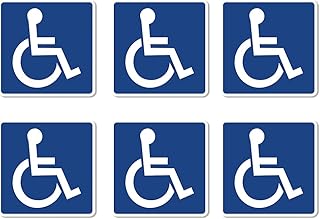 Pack 6 Pcs Handicap Sign Stickers for Handicapped Disable Wheelchair Signs Window Indoor Stairs Outdoor Removable Bumper Stickers Waterproof Vinyl Decals Public Home Accessories