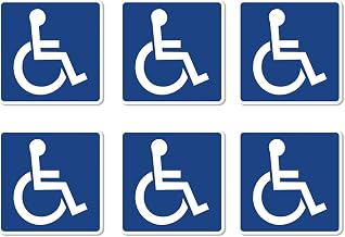 Pack 6 Pcs Handicap Sign Stickers for Handicapped Disable Wheelchair Signs Window Indoor Stairs Outdoor Removable Bumper Stickers Waterproof Vinyl Decals Public Home Accessories