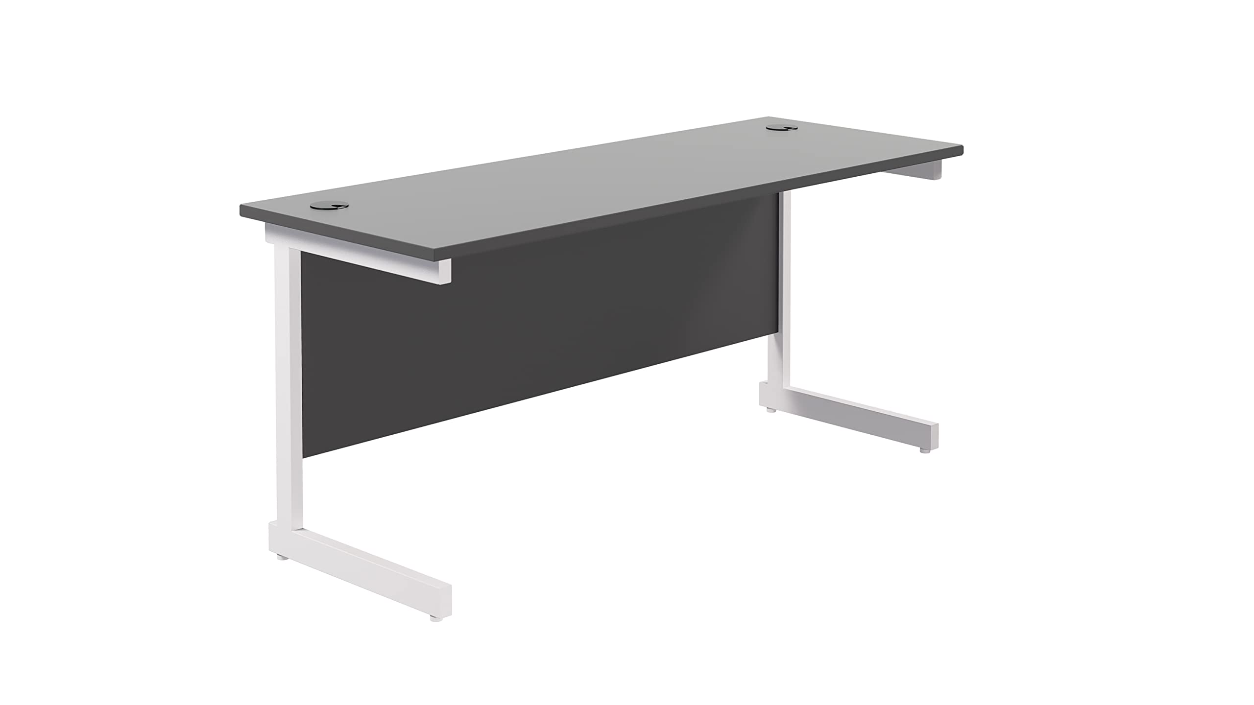 Office Hippo Heavy Duty Rectangular Cantilever Desk - Home Office Table + Integrated Cable Ports, PC Desk - 5 Yr Warranty - Silver Frame/Oak Top, 120cm x 80cm — view 18