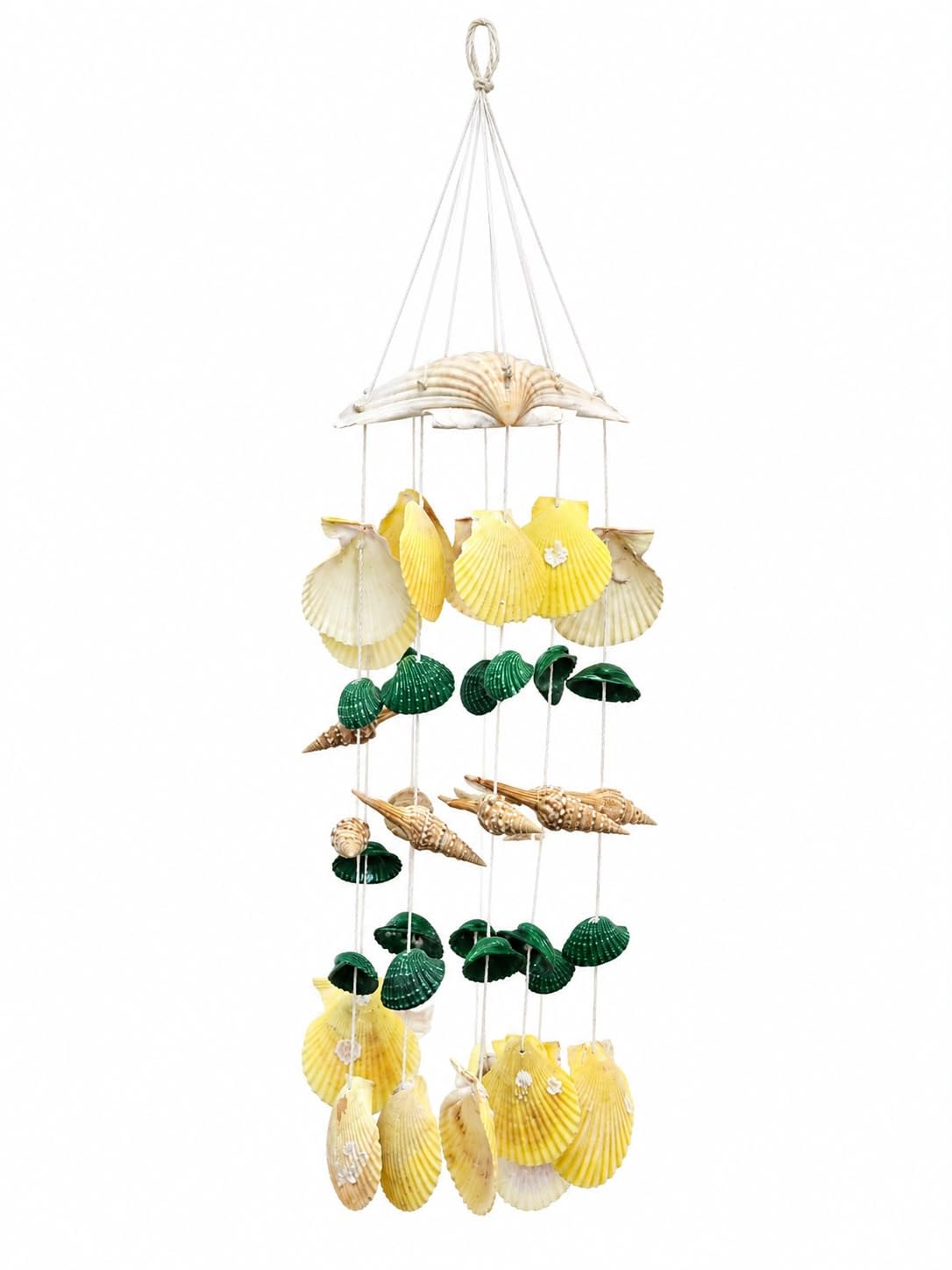 Handcrafted Seashell Wind Chime Coastal Wall Hanging Decor | 100% Natural Seashells, Soothing Sound, 20 cm Height, Easy to Hang, Indoor & Outdoor Use-image-26