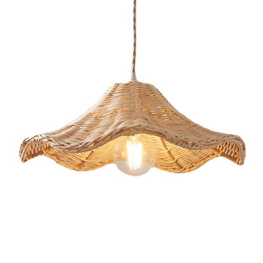 TCHAUSGZOZ Handcrafted Boho Rattan Chandelier - Coastal Style Pendant Light for Living Room, Bedroom, Kitchen Adjustable Height E27 Fixture(30cm)